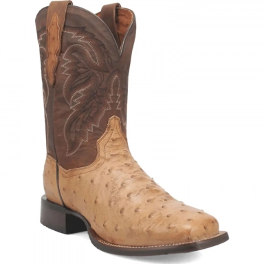 Dan Post Mens Alamosa Ostrich Sand/Chocolate Boot