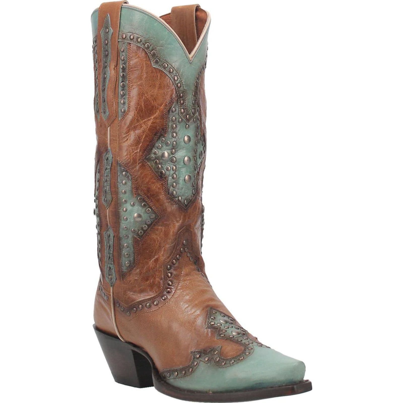 Shop Dan Post Womens Taryn Leather Boot Brown/Turquoise DP4383 Save