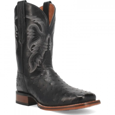 Dan Post Mens Alamosa Full Quill Ostrich Black Boot