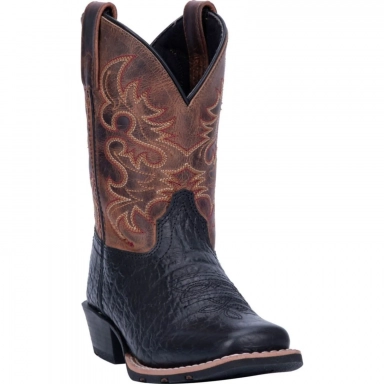 Dan Post Youth Little River Black-Brown Cowboy Boot Black