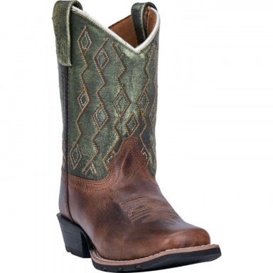 Dan Post Youth Teddy Rust-Green Cowboy Boot Redgreen