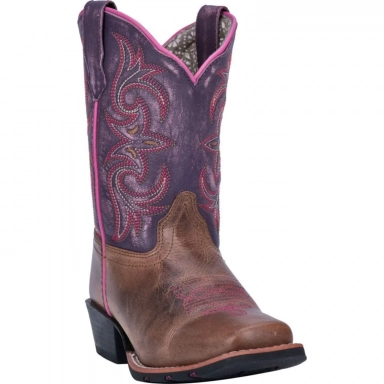 Dan Post Youth Majesty Leather Brown/Purple Boot
