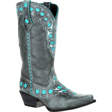 Crush by Durango Womens Blue Floral Western Boot  DRD0363