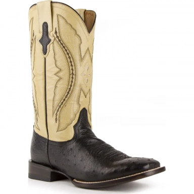 Ferrini Mens Smooth Ostrich Black Boot