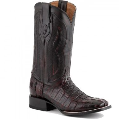 Ferrini Mens Caiman Body Black Cherry Boot