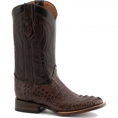 Ferrini Mens Caiman Head Dark Chocolate Boot
