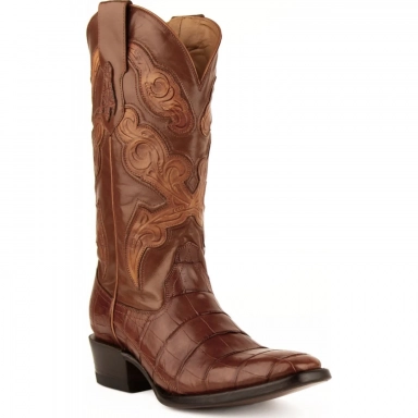 Ferrini Mens Genuine Alligator Belly Cognac Boot