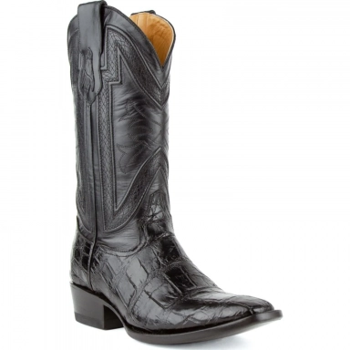 Ferrini Mens Genuine Belly Alligator Black Boot