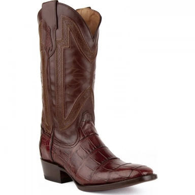 Ferrini Mens Genuine Belly Alligator Chocolate Boot