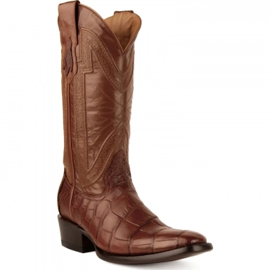 Ferrini Mens Alligator Stallion Cognac Fr-Toe Boot