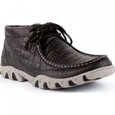 Ferrini Mens Black Crocodile Shoe