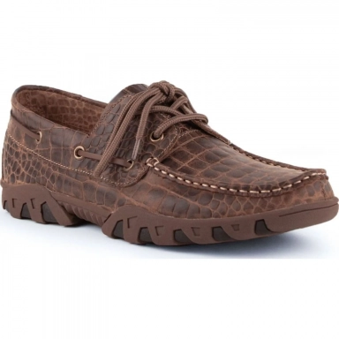 Ferrini Mens Print Belly Brown Loafer Shoe