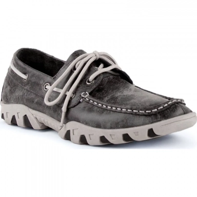 Ferrini Mens Leather Smoky Black Lace Up Moccasin