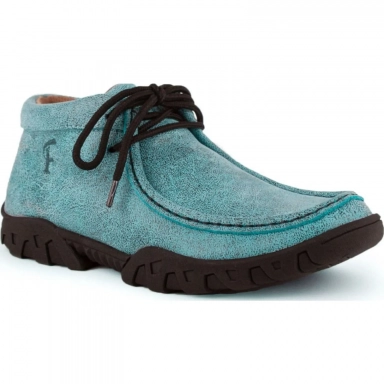 Ferrini Womens Ladies Turquoise Suede Lace Up Shoe