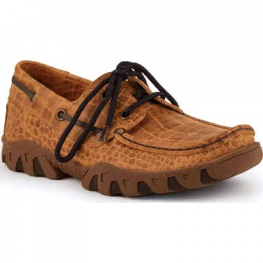 Ferrini Womens Ladies Honey Crocodile Print Loafer Shoe