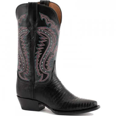 Ferrini Womens Ladies Teju Lizard Black Boot