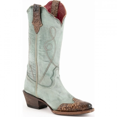 Ferrini Womens Ladies Madison Dusty Blue V-Toe Boot