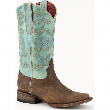 Ferrini Ladies Hunter Choc Turq S-Toe Boot 82671-09
