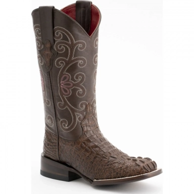 Ferrini Womens Ladies Print Caiman Sport Rust Chocolate Boot