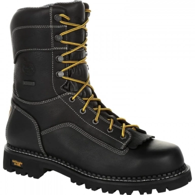 Georgia Boot Mens AMP LT Logger Low Heel Waterproof Work Black