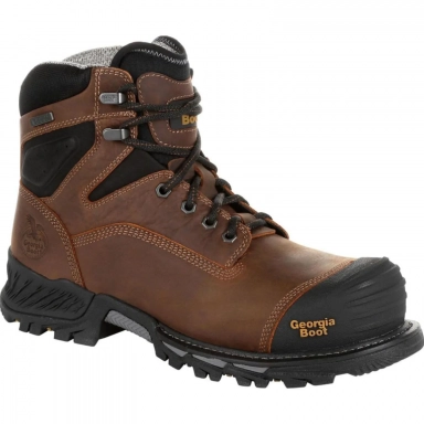 Georgia Boot Mens Rumbler Composite Toe Waterproof Work Brown