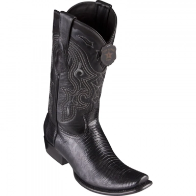 King Exotic Mens Dubai Teju Lizard Black Cowboy Boot
