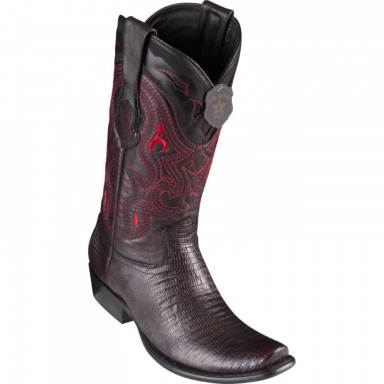 King Exotic Mens Dubai Teju Lizard Black Cherry Cowboy Boot