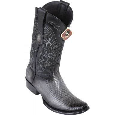 King Exotic Mens Dubai Teju Lizard Faded Black Cowboy Boot