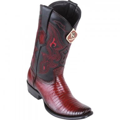 King Exotic Mens Dubai Teju Lizard Faded Burgundy Cowboy Boot