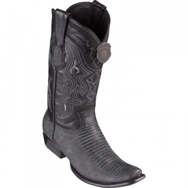 King Exotic Mens Teju Lizard Black Cowboy Boot