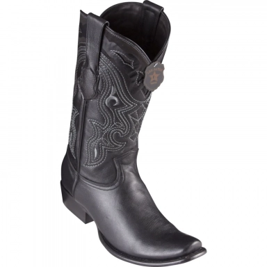 King Exotic Mens Elk Black Cowboy Boot