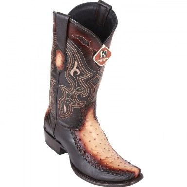 King Exotic Mens Dubai Half Vamp Ostrich Faded Oryx Cowboy Boot