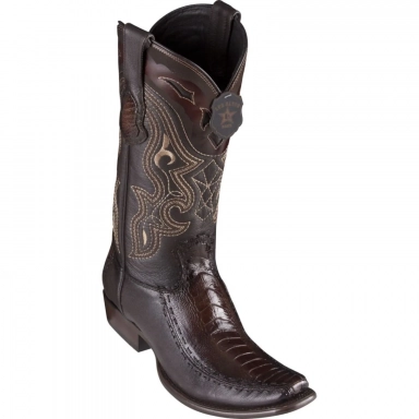 King Exotic Mens Dubai Half Vamp Ostrich Leg Deer Faded Brown Cowboy