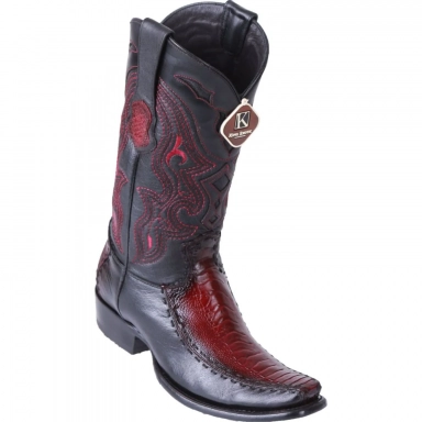 King Exotic Mens Dubai Half Vamp Ostrich Leg Deer Faded Burgundy