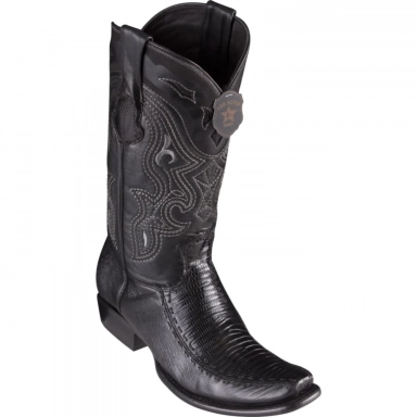 King Exotic Mens Dubai Half Vamp Black Cowboy Boot