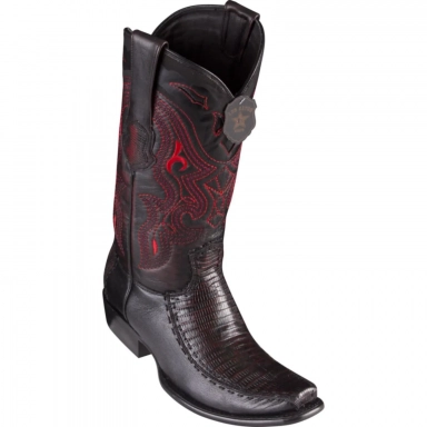 King Exotic Mens Dubai Half Vamp Teju Lizard Deer Black Cherry Cowboy