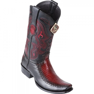 King Exotic Mens Teju Lizard Burgundy Cowboy Boot