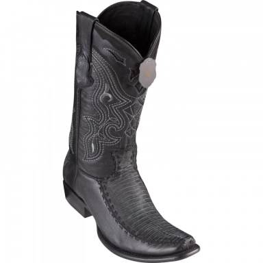 King Exotic Mens Dubai Half Vamp Teju Lizard Deer Sanded Black Cowboy