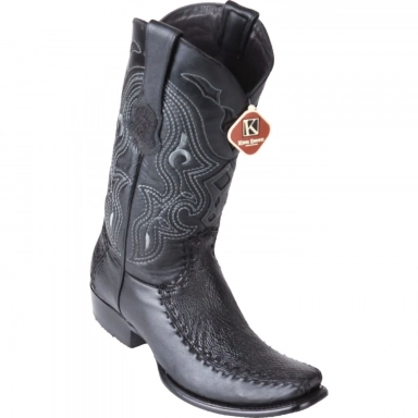 King Exotic Mens Dubai Half Vamp Shark Black Cowboy Boot