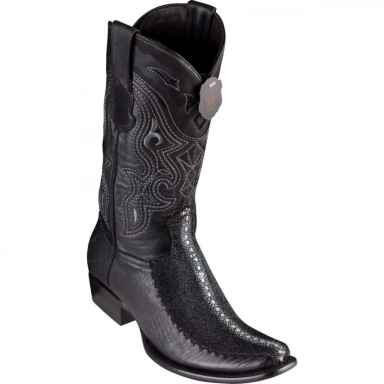 King Exotic Mens Dubai Half Vamp Stingray Rowstone Deer Black Cowboy