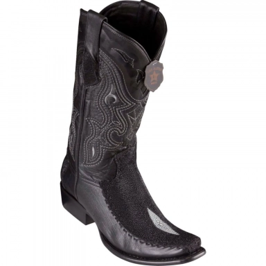 King Exotic Mens Dubai Half Vamp Stingray Single Stone Deer Black