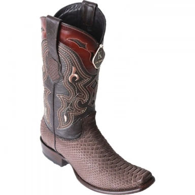 King Exotic Mens Dubai Python Brown Suede Finish Cowboy Boot