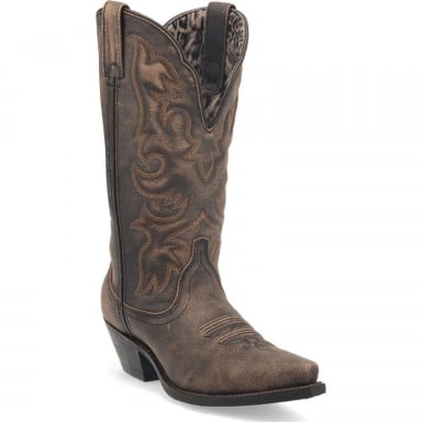 Laredo Womens Access Wide Calf Leather Boot Blacktan 51079