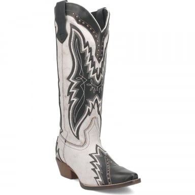 Laredo Womens Shawnee Leather Boot White/Black 52460