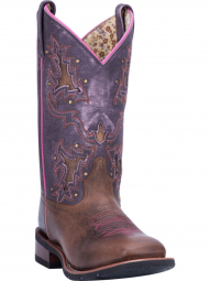 Laredo Womens Lola Leather Boot Tan/Purple 5657