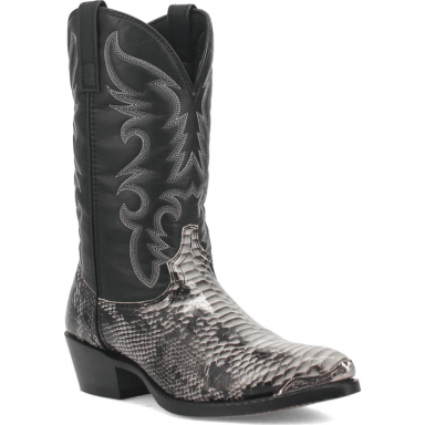 Laredo Mens Monty Snake Print Boot Black And White/Black 68067