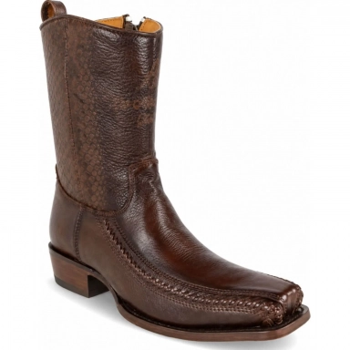 Los Altos Men's Faded Brown Deer 7X Toe Zipper Cowboy Boot