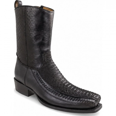 Los Altos Men's Nubuck Black Python 7X Toe Zipper Cowboy Boot