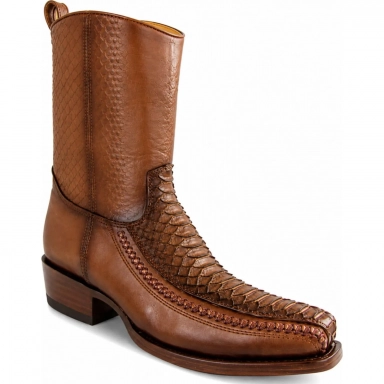 Los Altos Men's Nubuck Brown Python 7X Toe Zipper Cowboy Boot