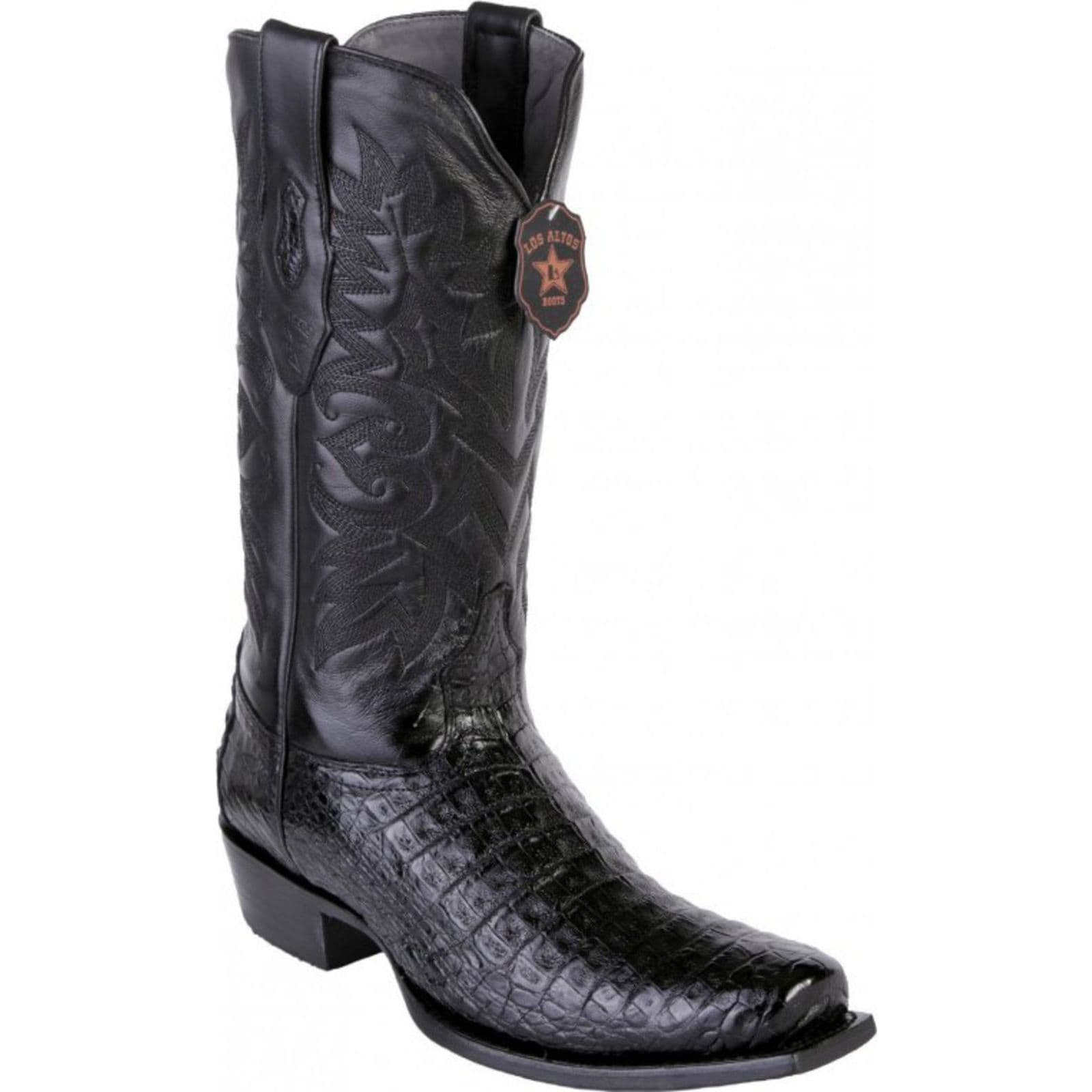 Men's Los Altos Genuine Caiman Belly Cap Toe Black Shoe main image 1